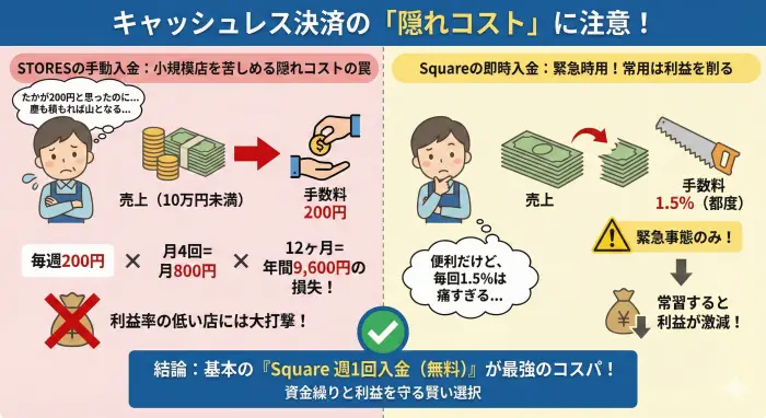 1回の手数料は少額でも、年間では大きな損失になる。