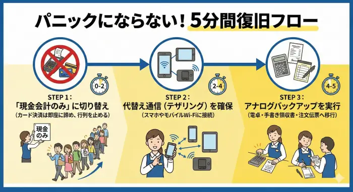 パニックにならない!5分間復旧フロー